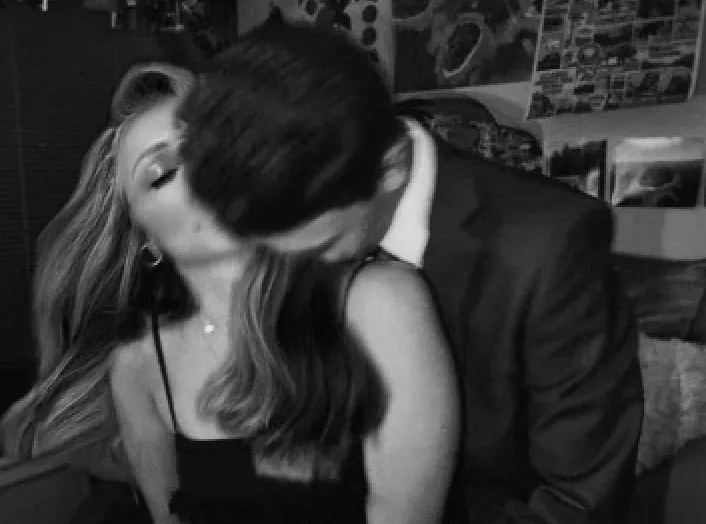 A couple embracing in black and white